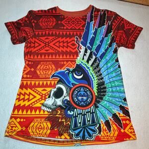 Aztec Skull Warrior Multicolored Shirt Pro Choice Made in Mexico